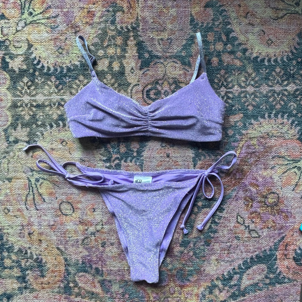 Purple Glitter Bikini Set